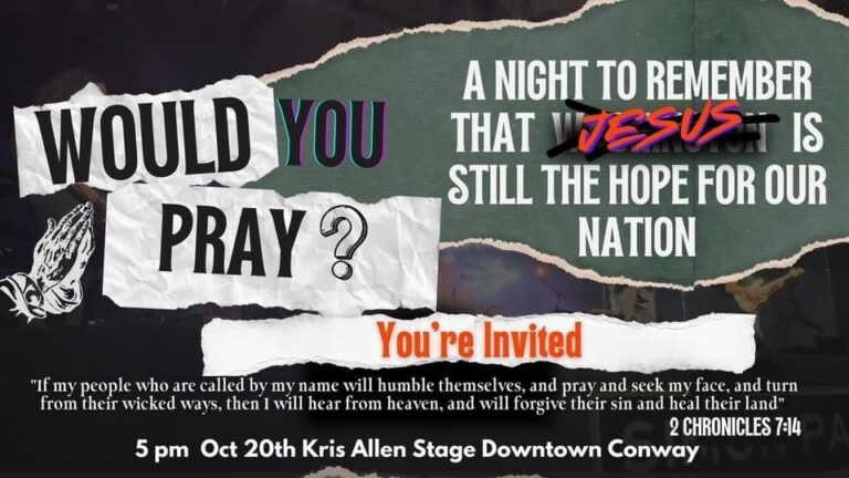 Oct 20th – Would You Pray? @ Kris Allen Stage Downtown Conway at 5pm